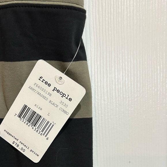 Free People Black Wash and Army Green Striped Skirt Large NWT - Picture 2 of 3